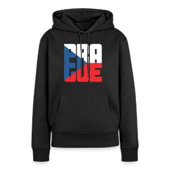 Prag - Frauen Premium Bio Hoodie - Schwarz - Vorne - Julia (174cm)