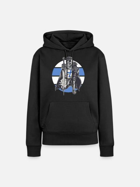 Caballero Azul Blanco Templario Orden de armadura de la Edad Media - Sudadera con capucha prémium ecológica para mujer - negro