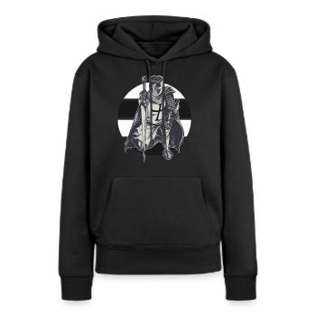 Ordre Allemand Chevalier Noir Croix Blanche Templier - Sweat à capuche Premium bio Femme - noir - Devant - Julia (174cm)