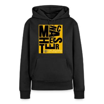 Manchester - Sweat à capuche Premium bio Femme - noir - Devant - Julia (174cm)
