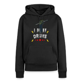 Je joue de la batterie - Sweat à capuche Premium bio Femme - noir - Devant - Julia (174cm)