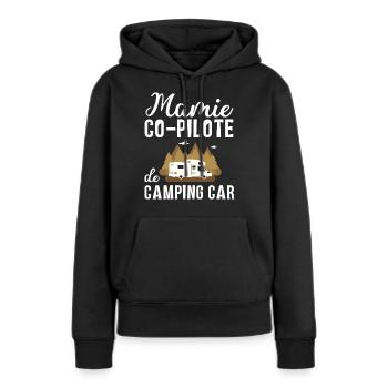 Mamie co-pilote de camping car cadeau mamie van - Sweat à capuche Premium bio Femme - noir - Devant - Julia (174cm)