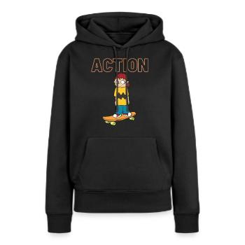 Action de patin - Sweat à capuche Premium bio Femme - noir - Devant - Julia (174cm)