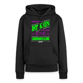 fleischloses essen spaß gesundes essen vegan - Frauen Premium Bio Hoodie - Schwarz - Vorne - Julia (174cm)