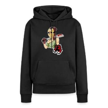 Lady 13 - Sweat à capuche Premium bio Femme - noir - Devant - Julia (174cm)