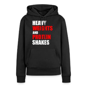 Poids lourds et shakes protéinés - Sweat à capuche Premium bio Femme - noir - Devant - Julia (174cm)