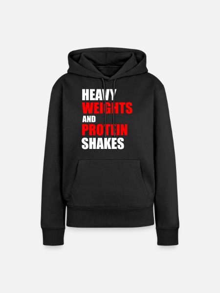 Schwere Gewichte und Proteinshakes - Frauen Premium Bio Hoodie - Schwarz