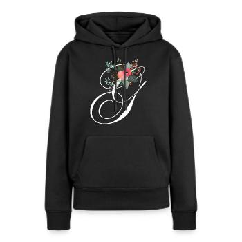 Buchstabe g blumig - Frauen Premium Bio Hoodie - Schwarz - Vorne - Julia (174cm)