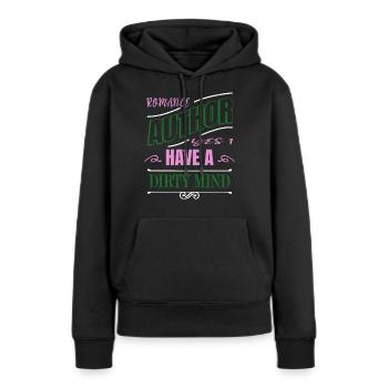 present idea blog creativewriting author bookworm - Frauen Premium Bio Hoodie - Schwarz - Vorne - Julia (174cm)