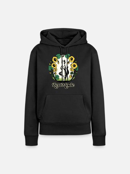 Zen-Modus Kätzchen Katze - Frauen Premium Bio Hoodie - Schwarz