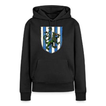 Wappen grüner Drache - Frauen Premium Bio Hoodie - Schwarz - Vorne - Julia (174cm)
