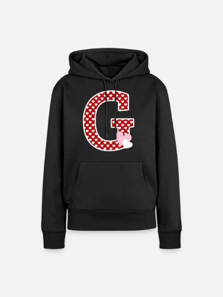 Buchstabe g Herz - Frauen Premium Bio Hoodie - Schwarz
