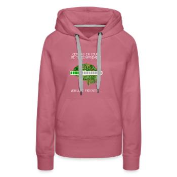 Cerveau en cours de téléchargement t-shirt humour - Sweat à capuche Premium bio Femme - mauve - Devant - Isabella (175cm)