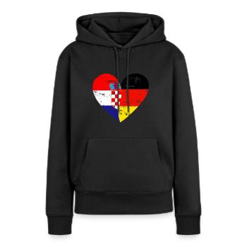 Flaggenherz Kroatien Deutschland Flagge - Frauen Premium Bio Hoodie - Schwarz - Vorne - Julia (174cm)