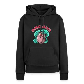 Dino Diva Dinosaurier - Frauen Premium Bio Hoodie - Schwarz - Vorne - Julia (174cm)