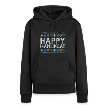 Juif Hanoukka Hanukcat Étoile De David Menorah - Sweat à capuche Premium bio Femme - noir - Devant - Julia (174cm)