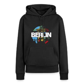 Porte de Brandebourg, Berlin, Allemagne - Sweat à capuche Premium bio Femme - noir - Devant - Julia (174cm)