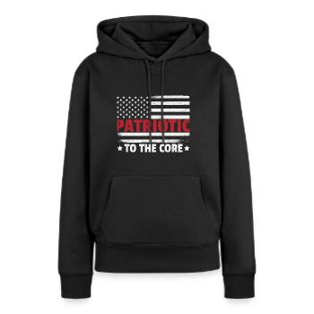 Drapeau américain Patriotisme - Sweat à capuche Premium bio Femme - noir - Devant - Julia (174cm)
