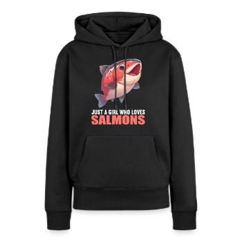 Saumon Saumon - Sweat à capuche Premium bio Femme - noir - Devant - Julia (174cm)