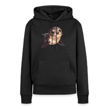 Lions de mer Lion de mer - Sweat à capuche Premium bio Femme - noir - Devant - Julia (174cm)