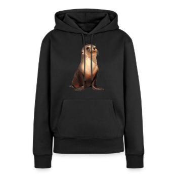 Lions de mer Lion de mer - Sweat à capuche Premium bio Femme - noir - Devant - Julia (174cm)