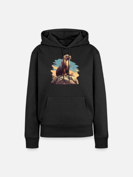 Seelöwen Seelöwe - Frauen Premium Bio Hoodie - Schwarz