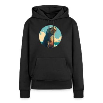 Lions de mer Lion de mer - Sweat à capuche Premium bio Femme - noir - Devant - Julia (174cm)