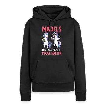 Mädels Egal Was Passiert Pegel Halten - Frauen Premium Bio Hoodie - Schwarz - Vorne - Julia (174cm)