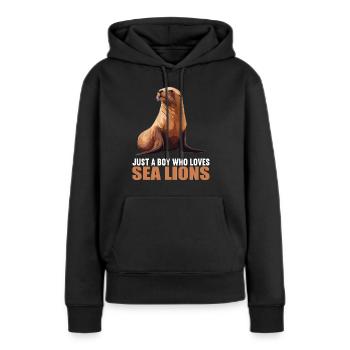 Lions de mer Lion de mer - Sweat à capuche Premium bio Femme - noir - Devant - Julia (174cm)