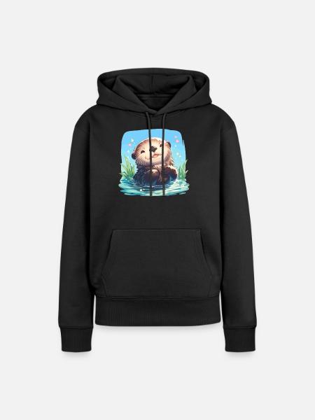 Seeotter - Frauen Premium Bio Hoodie - Schwarz
