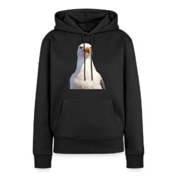 Mouettes Mouette - Sweat à capuche Premium bio Femme - noir - Devant - Julia (174cm)