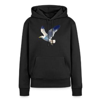 Mouettes Mouette - Sweat à capuche Premium bio Femme - noir - Devant - Julia (174cm)
