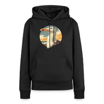 Mouettes Mouette - Sweat à capuche Premium bio Femme - noir - Devant - Julia (174cm)