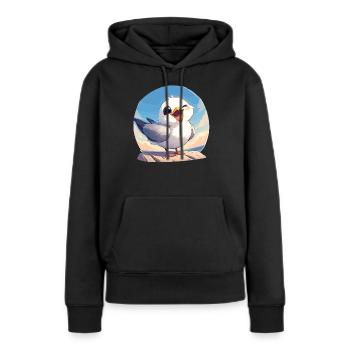 Mouettes Mouette - Sweat à capuche Premium bio Femme - noir - Devant - Julia (174cm)