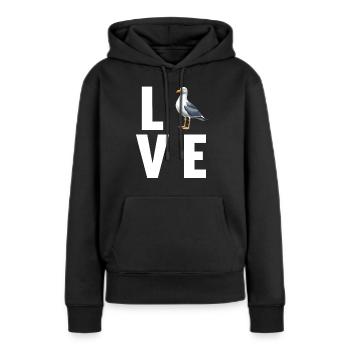 Mouettes Mouette - Sweat à capuche Premium bio Femme - noir - Devant - Julia (174cm)