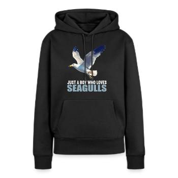 Mouettes Mouette - Sweat à capuche Premium bio Femme - noir - Devant - Julia (174cm)