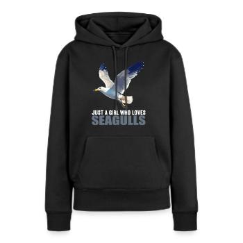 Mouettes Mouette - Sweat à capuche Premium bio Femme - noir - Devant - Julia (174cm)