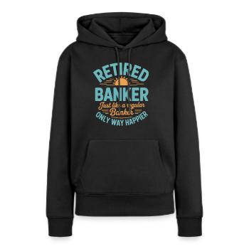 Banquier retraité Dire banquier - Sweat à capuche Premium bio Femme - noir - Devant - Julia (174cm)