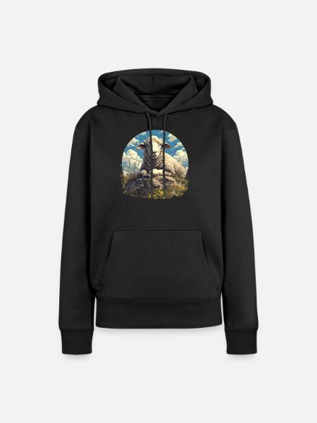 Schafe Schaf - Frauen Premium Bio Hoodie - Schwarz
