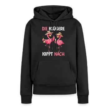 Le plus intelligent se renverse - Sweat à capuche Premium bio Femme - noir - Devant - Julia (174cm)
