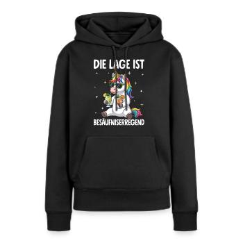 La situation est l’ivresse - Sweat à capuche Premium bio Femme - noir - Devant - Julia (174cm)