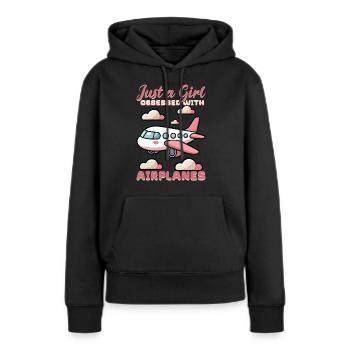 Avion Enfants Voyage Pilote Tout-petit - Sweat à capuche Premium bio Femme - noir - Devant - Julia (174cm)