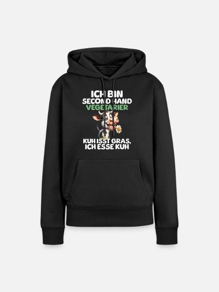 Second Hand Vegetarier - Frauen Premium Bio Hoodie - Schwarz