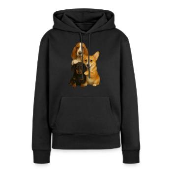 Chien Chiens Chiens mignons - Sweat à capuche Premium bio Femme - noir - Devant - Julia (174cm)