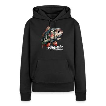 Anglerin - Frauen Premium Bio Hoodie - Schwarz - Vorne - Julia (174cm)