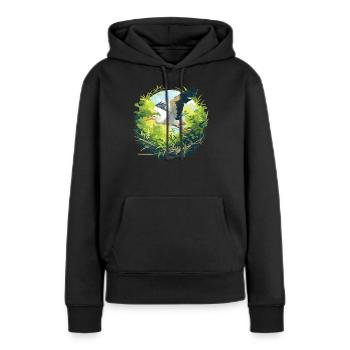 Cigognes Cigognes - Sweat à capuche Premium bio Femme - noir - Devant - Julia (174cm)