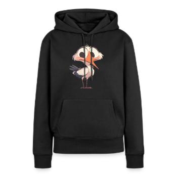 Cigognes Cigognes - Sweat à capuche Premium bio Femme - noir - Devant - Julia (174cm)