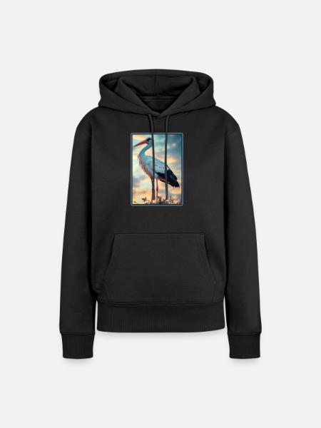 Störche Storch - Frauen Premium Bio Hoodie - Schwarz