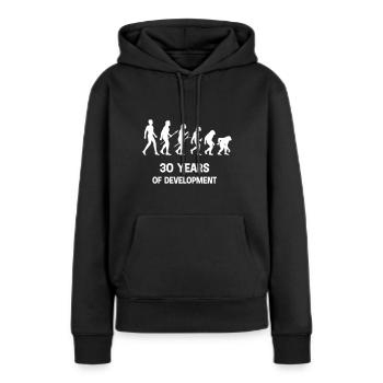 30 ans de développement - Sweat à capuche Premium bio Femme - noir - Devant - Julia (174cm)