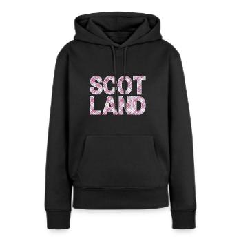 Schottland Tartan Schriftzug Dudelsack Highlands - Frauen Premium Bio Hoodie - Schwarz - Vorne - Julia (174cm)